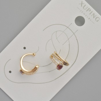 إيركاف Xuping بكريستال أحمر وكريستالات بيضاء، قطر 11.5x5.5mm+- مطلي بالذهب 18K
