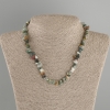 قلادة من قطع عقيق الطحلب، قطر 6-12×4-6، 5mm ±، طول 40cm + سلسلة تمديد 5cm