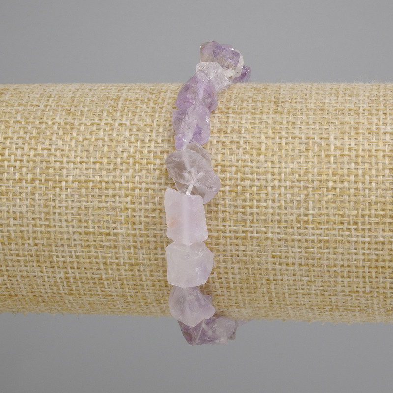 سوار جمشت من أحجار غير مصقولة، القطر 6-10×8-13mm ±، الطول 18cm ±، مطاطي