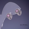 أقراط Xuping زهرة بفصوص وردية 11x10mm روديوم