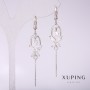 أقراط Xuping بأحجار بيضاء 55x10mm روديوم