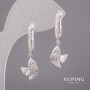 أقراط Xuping بأحجار بيضاء 8x29مم روديوم