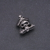 مستلزمات مجوهرات خرزة إدخال، سماكة Steel بطراز Pandora جمجمة قراصنة 17x22mm، القطر الداخلي 8mm معدن فضي